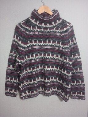 Vintage AKA Eddie Bauer Mock Neck Chunky Knit Wool Blend Sweater